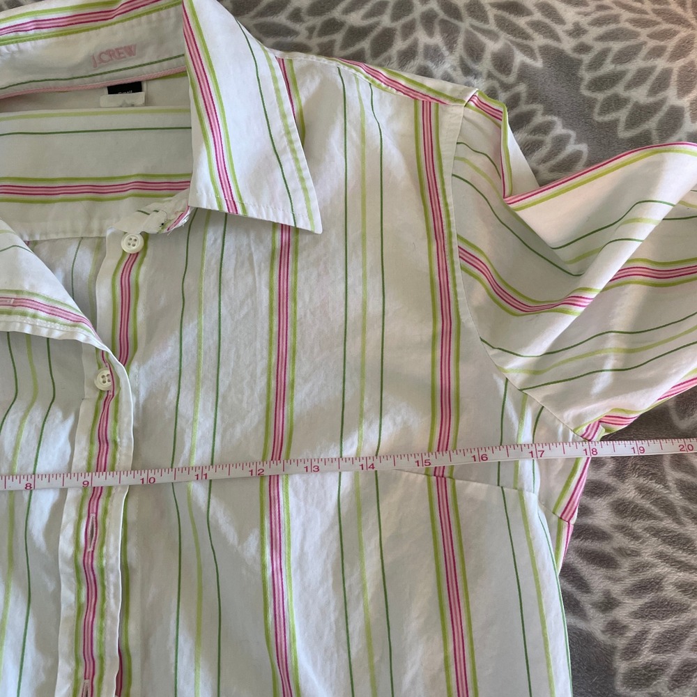 J.Crew Slim Fit Striped Button Down Shirt Small Vintage 90s White Retro Office - Picture 5 of 7